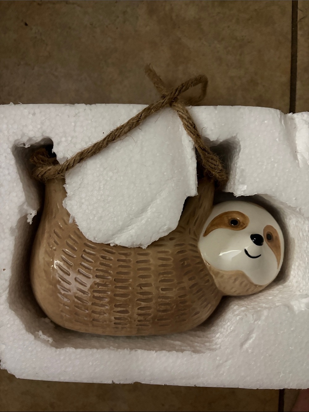 Decorative Ceramic Sloth Hanging Planter - Brown